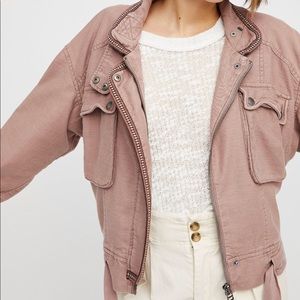 Free People Flight Line Bomber Jacket in Mauve XS